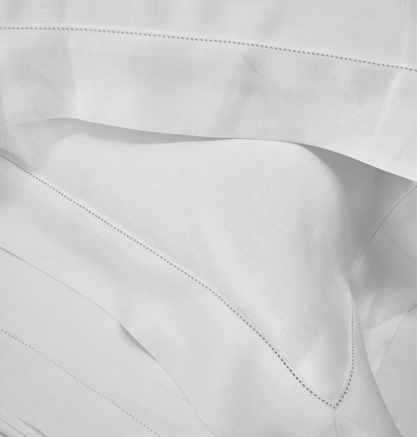 Senza Marchio Manifattura Tessile Beddengoed van puur linnen met holle zoom wit voor tweepersoonsbed standaard