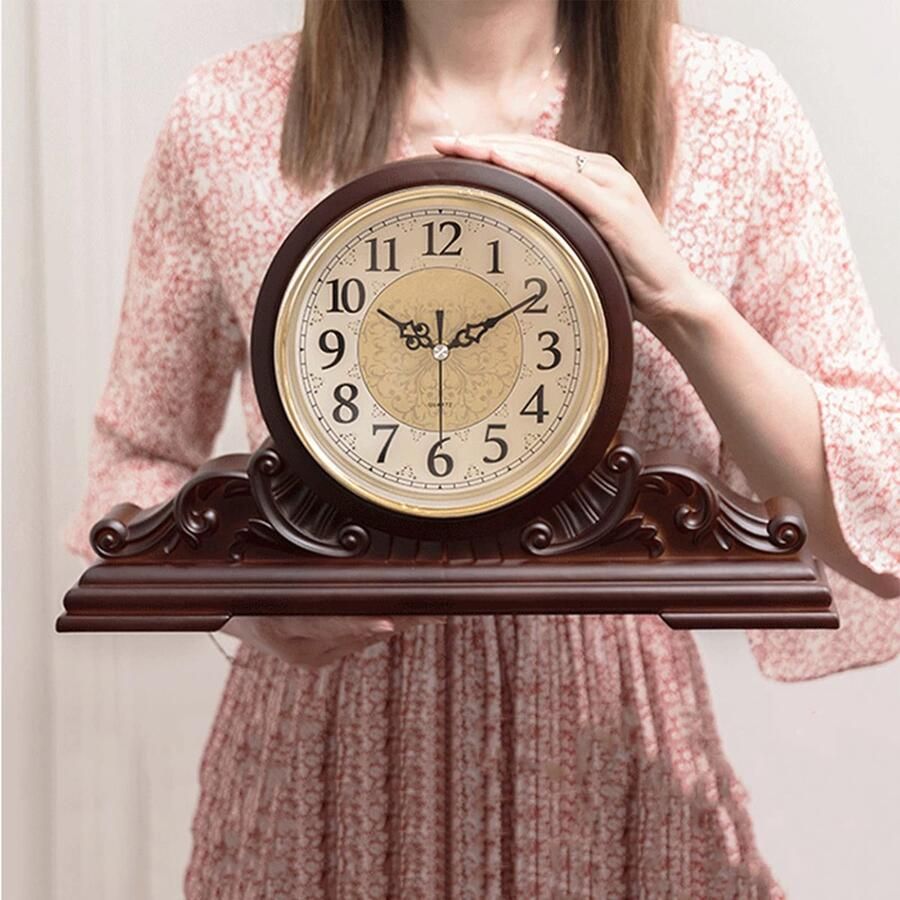 Senza Marchio Mantel Clock Living Room Clock Retro Abs Large Old Desk Clock Mute Mantle Clocks Fireplace Shelf Tv Cabinet Decoration Wall Décor