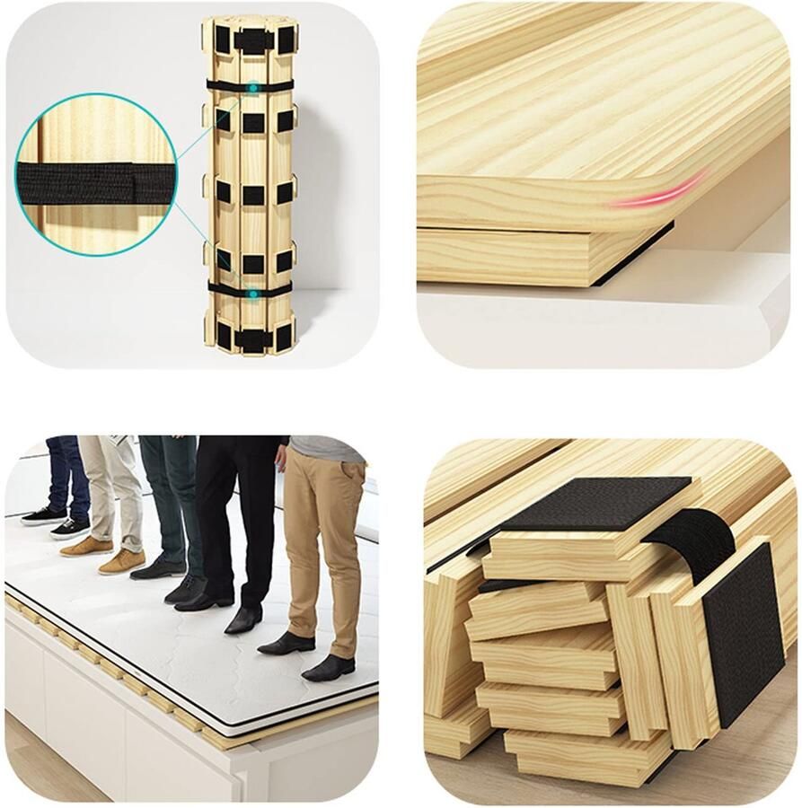 Senza Marchio Massief Houten Bed Latten Ondersteuning Board voor Matras Vervanging Opvouwbare Bunkie Board met Nylon Koord Stevige Grenen Houten Latten Thuis Slaapkamer Accessoires 53x79 inch
