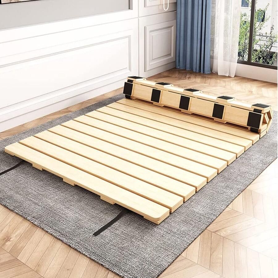 Senza Marchio Massief houten bedlatten houten matrasondersteuning voor thuis slaapkamermeubilair duurzaam dennenhouten bunkiebord opvouwbaar ontwerp met rollatten en nylon koord past op bedframe van 160 x 200