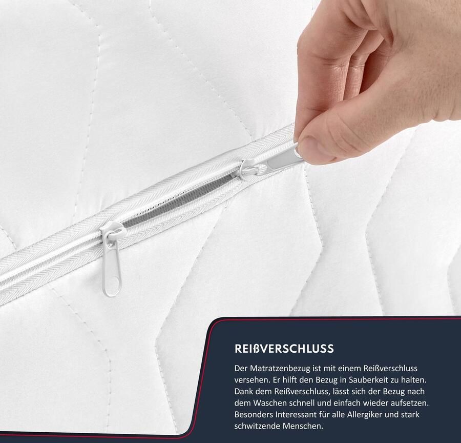 Senza Marchio Matras FDM Home MAX 180 x 200 cm pocketveren kern hoogte 26 cm hardheid H3 H4 7 slaapzones Oeko-Tex afwasbaar kokosvezelbekleding