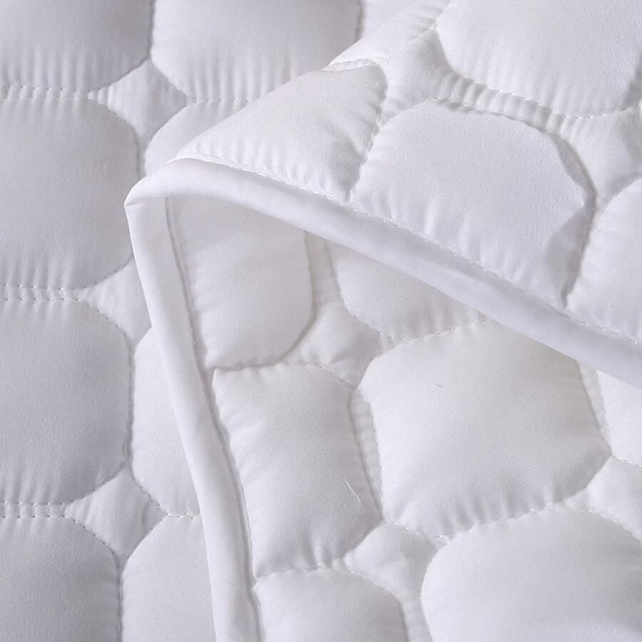 Senza Marchio Matrastopper Katoen zacht Ademend-Matrasbeschermer Gewatteerde Machinewasbaar-Topdekmatras 4 Hoekbanden Verwijderbare-Matrashoes Hotel-Topmatras Eenpersoonskamer Tweepersoonsbed White-120×200cm