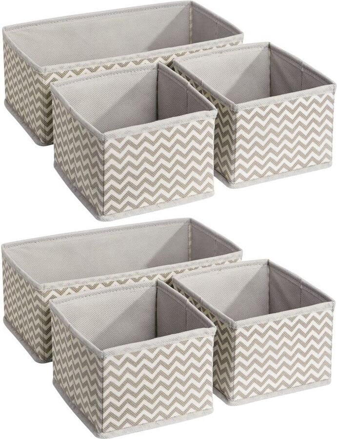 Senza Marchio mDesign Opbergmanden in 3-delige set opbergbox kledingbox voor slaapkamers en babykamers extra bergruimte in de kledingkast voor veel spullen veelzijdig taupe natuurlijk per 2 stuks