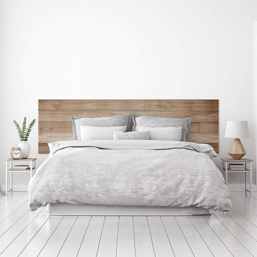 Senza Marchio MEGADECOR Hoofdbord bed PVC decoratieve economische textuur hout horizontale planken eiken helder verschillende afmetingen (200 cm x 60 cm)