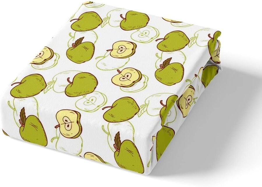 Senza Marchio Meisjes Apple Bed Lakens Vrouwen Groen Leuke Cartoon Appels Peuter Sheet Set Voor Kids Jongens Fruit Kawaii Bed Set Mooie Baby Lakens 3 Stks Single Size