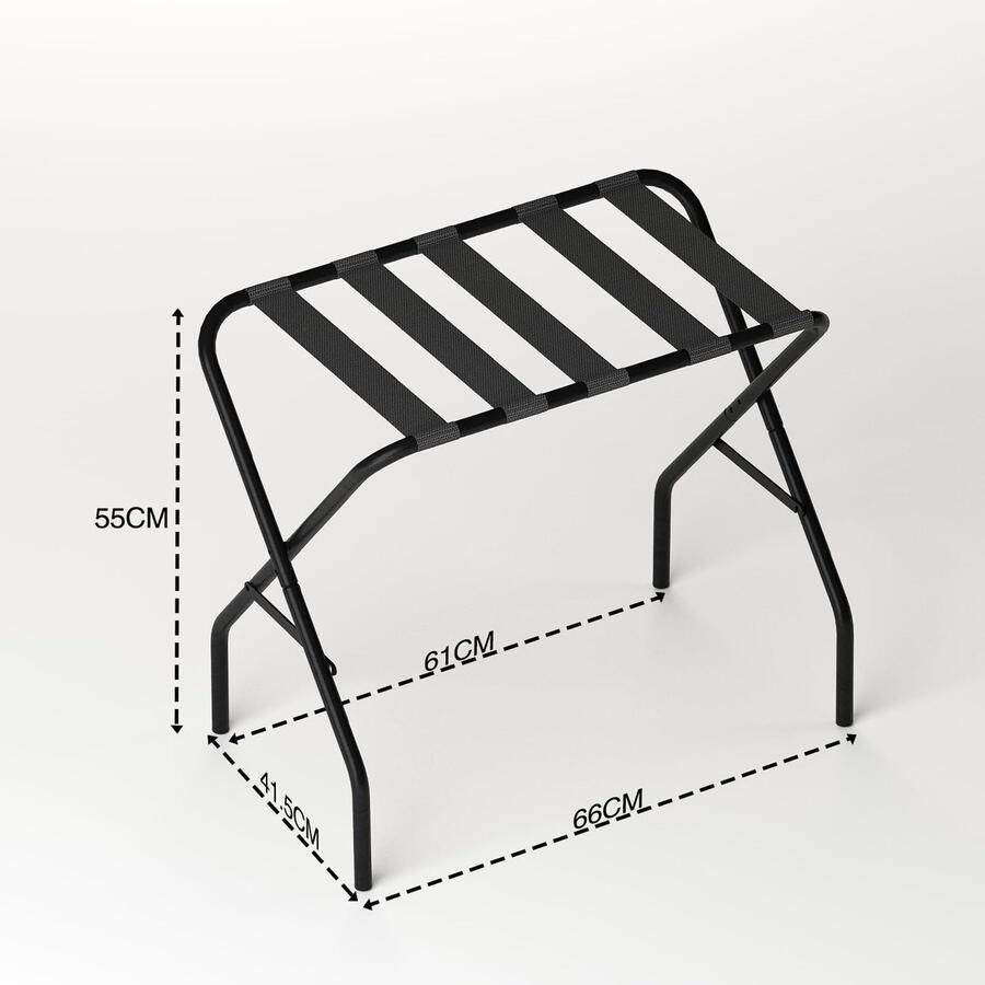 Senza Marchio Meltrck Opvouwbare kofferstandaard 2 stuks metalen kofferplank bagagerek 64 x 38 x 56 cm ruimtebesparende kofferbok voor slaapkamer logeerkamer hotel (zwart)