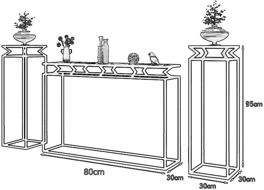 Senza Marchio Metal Console Table Coffee Table Living Room Side Table Modern Table Balcony Living Room Nesting Table Three-piece (Color : Gold) (Gold)