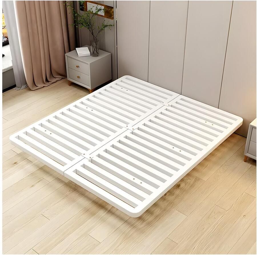 Senza Marchio Metalen Bedframe Met Opbergruimte Modern Bedframe Voor Twee Personen Met Verstelbare Poot Queensize Bedframes Voor Slaapkamerappartementen(Color:White 2 Size:47x75in)