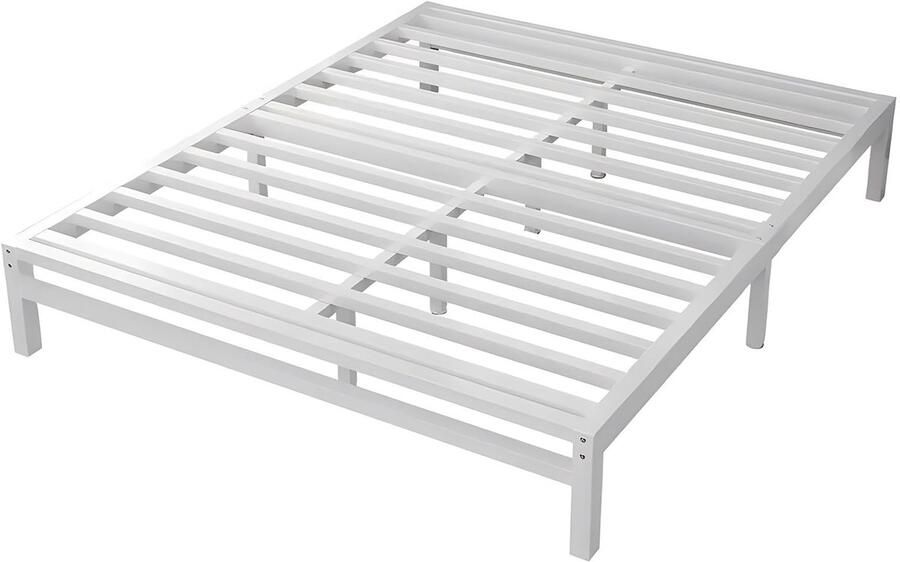 Senza Marchio Metalen Queensize Bedframe Met Antislip Steunpoten Moderne Queensize Bedframes Voor Slaapkamerappartementen Hotel(Color:White Size:59x78in)