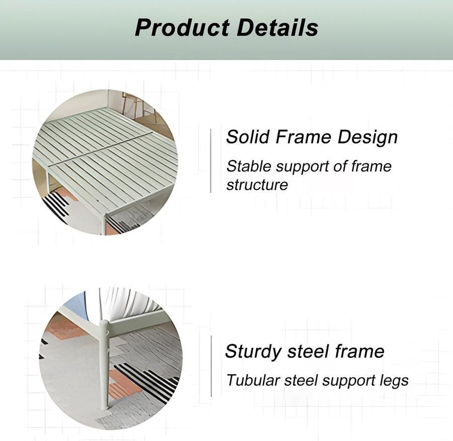 Senza Marchio Metalen Queensize Bedframe Op Volledige Grootte Met Antislip Steunpoten Moderne Queensize Bedframes Voor Slaapkamerappartementen(Color:White Size:70x74in)