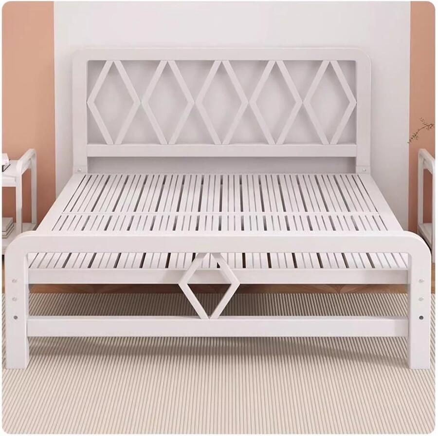 Senza Marchio Metalen Queensize Bedframe Op Volledige Grootte Met Opbergruimte Antislip Queensize Bedframes Eenvoudige Montage(Color:White Size:70x74in)