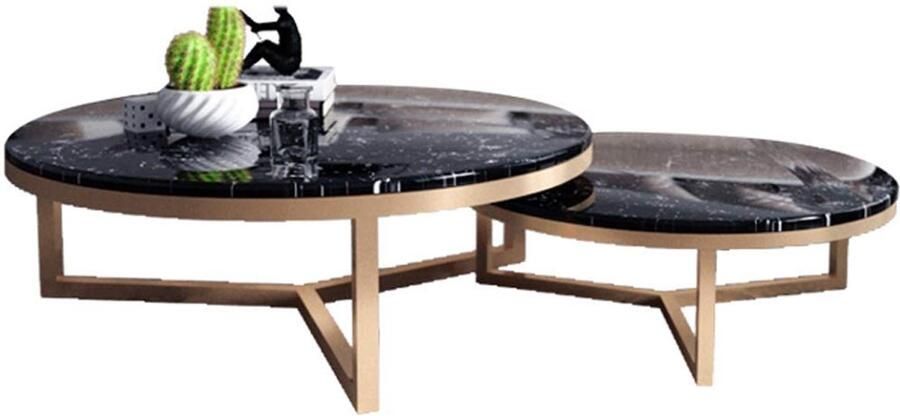 Senza Marchio Meubels Marmeren Salontafel Sets 2 Stuk Overlappende Eindetafels Ronde Nesting Tables Licht Meubilair Grootte Optioneel Woonkamer of Lounge - Foto 2