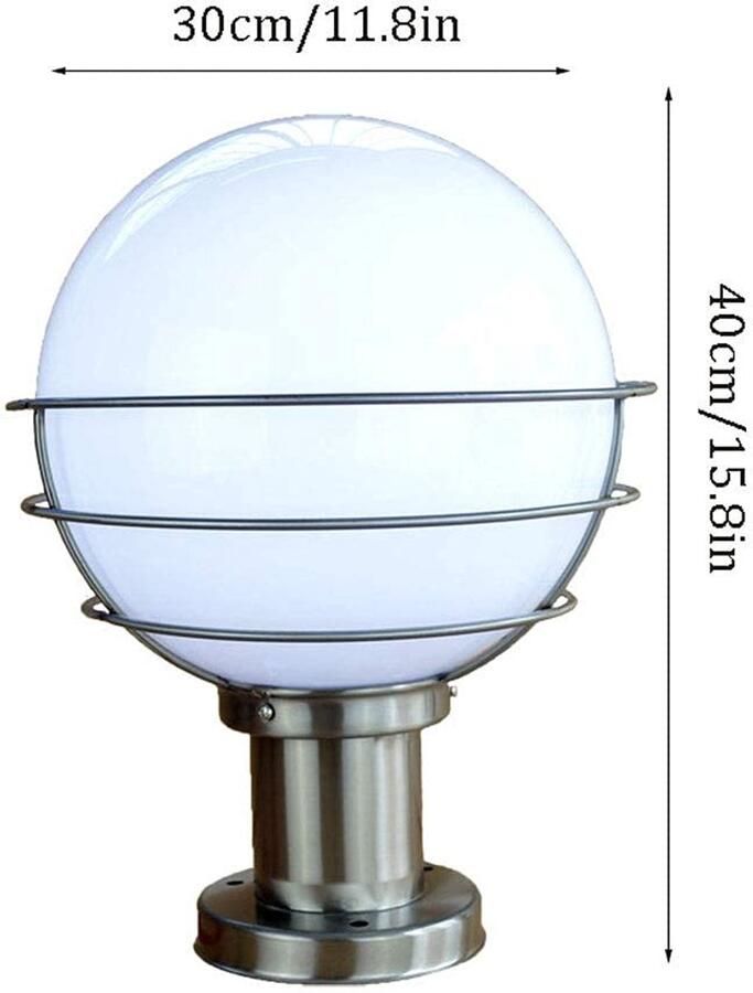 Senza Marchio MFLASMF Bal Vorm Witte Lamp Post Lichtpunt Woondecoratie Binnenplaats Lichten Villa Veranda Buitenlicht Lamp Tuin View Outdoor Post Lantaarn Gemeenschap Park Energiebesparende Lamp (Maat: - Foto 2