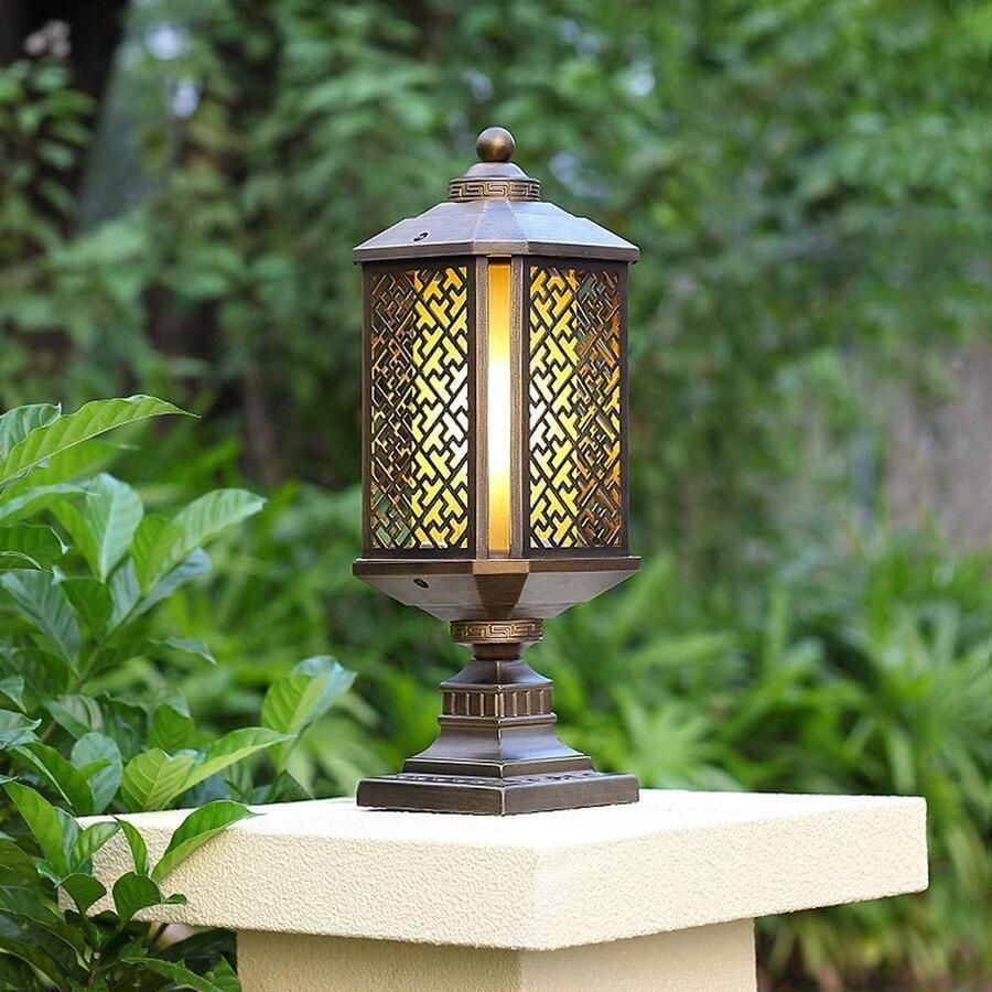 Senza Marchio MFLASMF Eenvoudige Decoratie Lamp Post Lichtpunt Chinese Retro Binnenplaats Lichten Waterdicht En Stofdicht Outdoor Licht Lamp Tuin View Outdoor Post Lantaarn Park Straat Energiebesparende Lamp
