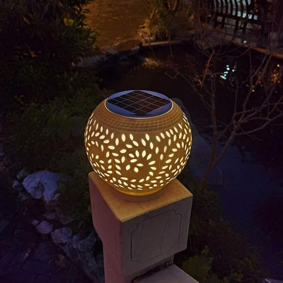 Senza Marchio MFLASMF Europese Bol Vorm Lamp Post Lichtpunt Zonnedecoratie Binnenplaats Lichten IP65 Villa Fence Outdoor Licht Lamp Creatieve Veranda Outdoor Post Lantaarn Gemeenschap Straat Energie Savi