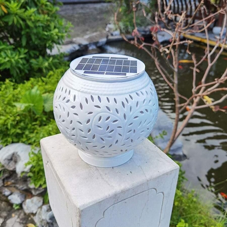 Senza Marchio MFLASMF Europese Bol Vorm Lamp Post Lichtpunt Zonnedecoratie Binnenplaats Lichten IP65 Villa Fence Outdoor Licht Lamp Creatieve Veranda Outdoor Post Lantaarn Gemeenschap Straat Energie Savi - Foto 2