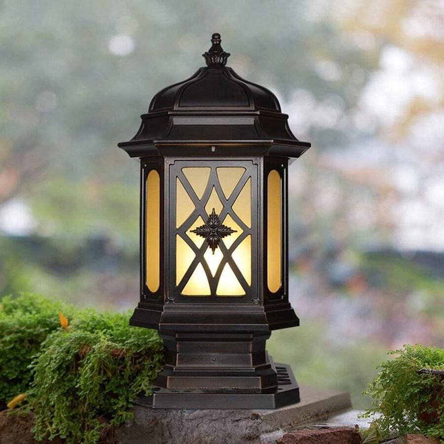 Senza Marchio MFLASMF Huis Decoratie Lamp Post Lichtpunt AC Waterdicht En Stofdicht Binnenplaats Lichten Retro Eenvoud Buitenlicht LampGarden View Outdoor Post Lantaarn Creatieve Metalen Energie Savin