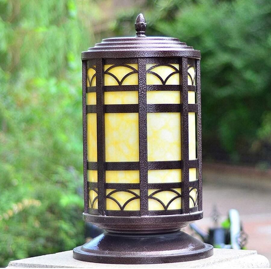 Senza Marchio MFLASMF Ronde AC Decoratieve Lamp Post Lichtpunt Tuin Uitzicht Binnenplaats Lichten Gemeenschap Eenvoud Outdoor Licht Lamp Villa Fence Outdoor Post Lantaarn Chinese Retro Energiebesparende Lamp