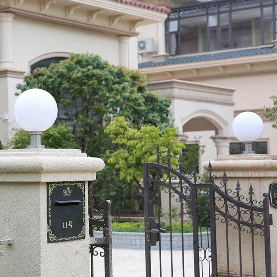 Senza Marchio MFLASMF Woondecoratie Binnenplaats Lichten Bal Vorm Witte Lamp Post Lichtpunt Villa Veranda Buitenlamp Tuin Uitzicht Buiten Post Lantaarn Gemeenschap Park Energiebesparende Lamp (Maat: - Foto 2