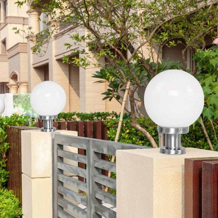 Senza Marchio MFLASMF Woondecoratie Binnenplaats Lichten Bal Vorm Witte Lamp Post Lichtpunt Villa Veranda Buitenlamp Tuin Uitzicht Buiten Post Lantaarn Gemeenschap Park Energiebesparende Lamp (Maat: