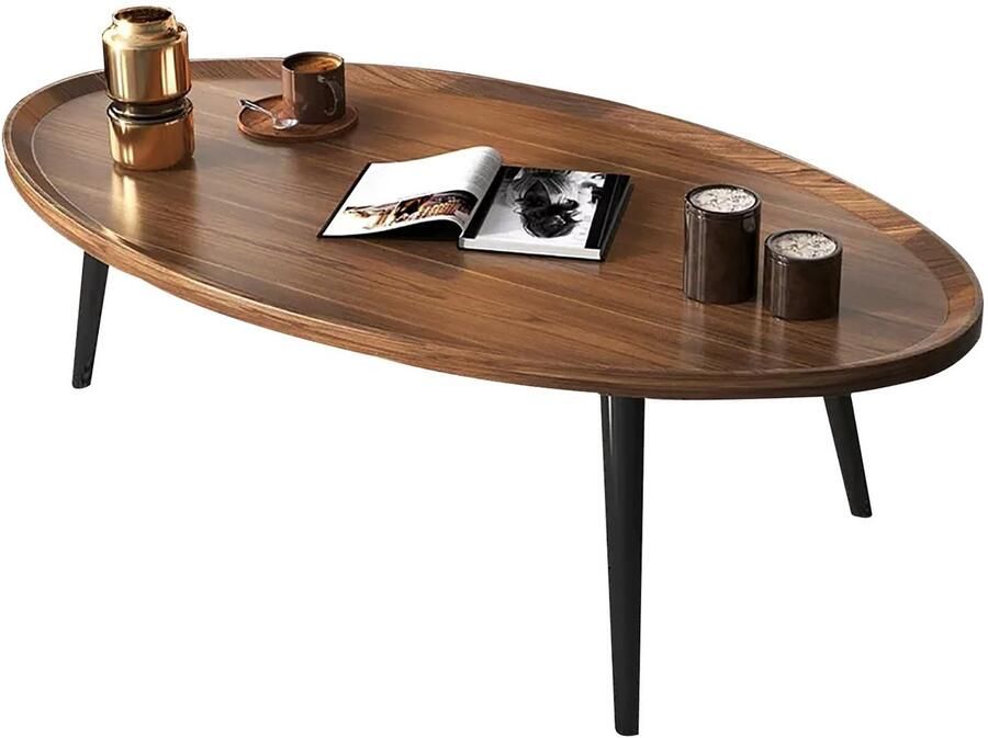 Senza Marchio Mid-Century Moderne Ovale Theetafel Nesting Tafels Midden Tafel Houten Walnoot Salontafel voor Woonkamer Home Office Coffee Shop