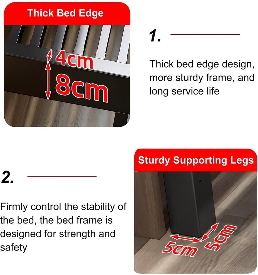 Senza Marchio Modern Queensize Bedframe Geluidsvrij Bedframe Metalen Queensize Bedframes Geen Boxspring Nodig Eenvoudige Montage(Color:White Size:59x74in)