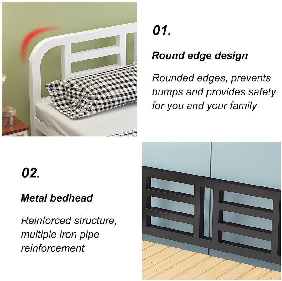 Senza Marchio Modern Queensize Bedframe Platformbedframe Queensize Met Opbergruimte Onder Het Bed Bedframe Op Volledige Grootte Voor Slaapkamerhotel(Color:Black Size:39x78in)