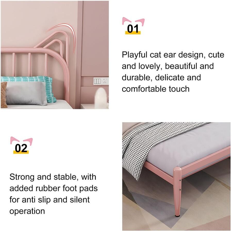 Senza Marchio Modern Queensize Bedframe Tweepersoons Bedframe Met Antislipvoetmatten Queensize Platformbedframe Met Opbergruimte Stevigheid(Color:Black Size:47x78in)