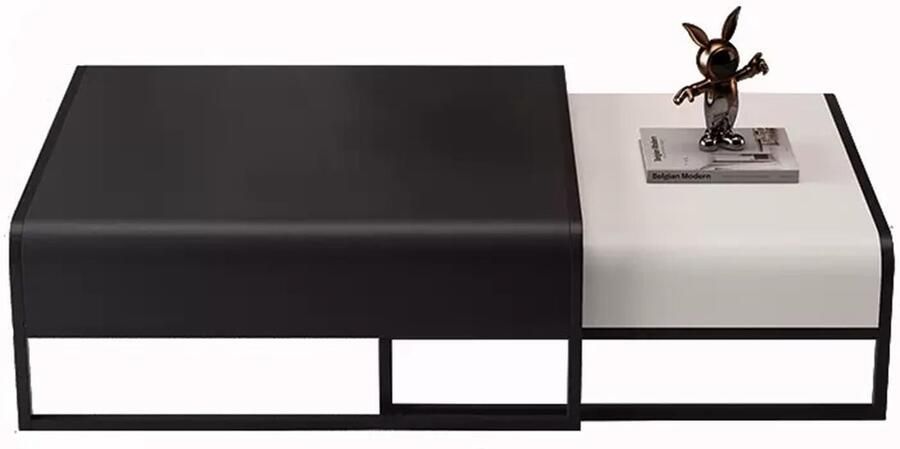 Senza Marchio Moderne nestkoffietafel set 2 vierkante salontafel robuuste metalen eindtafel minimalistisch accent bijzettafel voor woonkamer kleine ruimtes