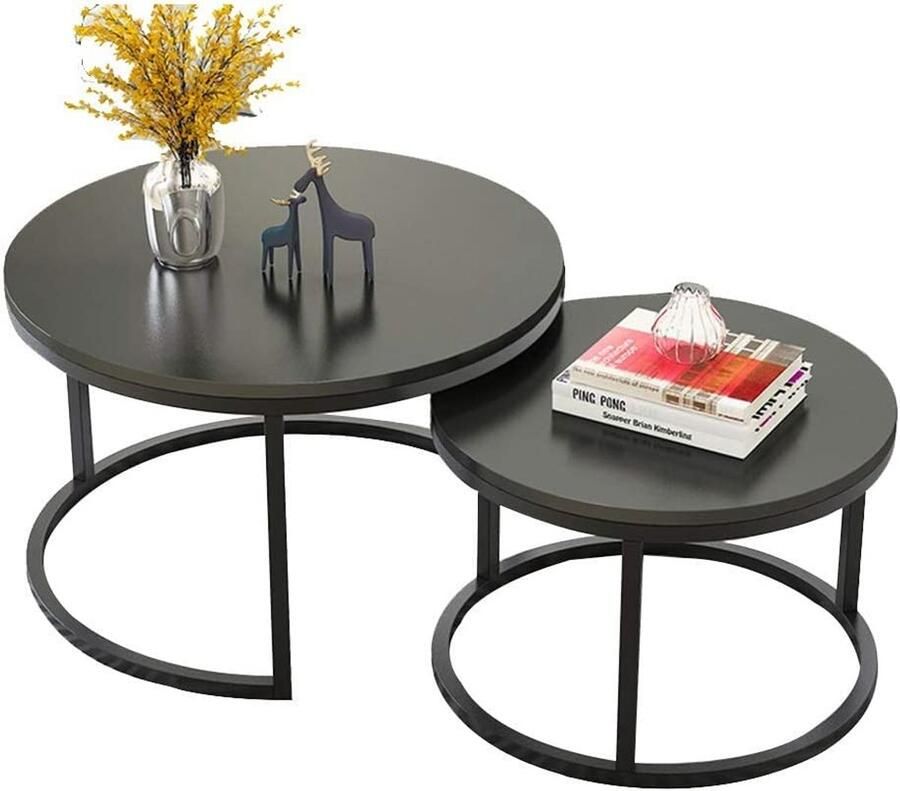 Senza Marchio Moderne salontafel Nesting Table Salontafels voor Home Office End Side Tables Stevig en milieuvriendelijk materiaal Duurzame ronde nesttafelset 19 × 4 Inch 27 × 15 Inch