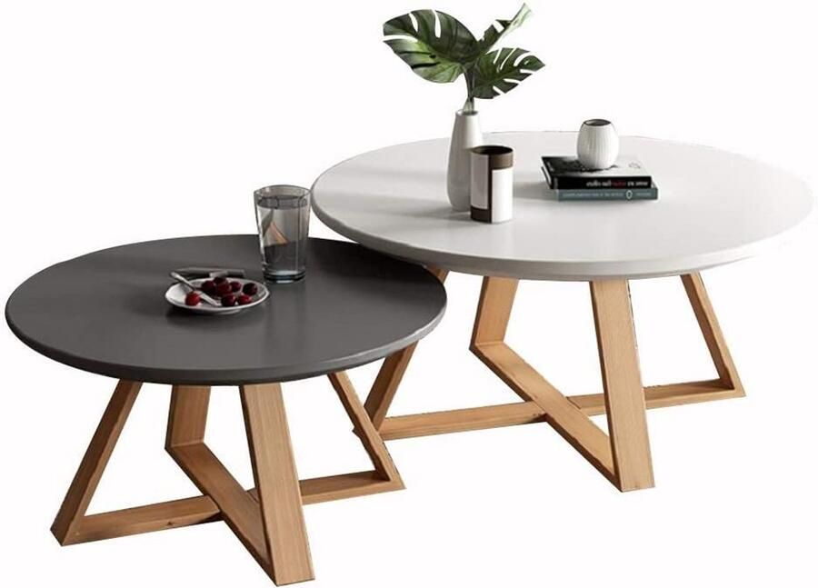 Senza Marchio Moderne salontafel Nesting Table Salontafels voor Living Room End Side Tables Stevig en milieuvriendelijk materiaal Duurzame ronde nesttafelset (set van 2) (Color : B)