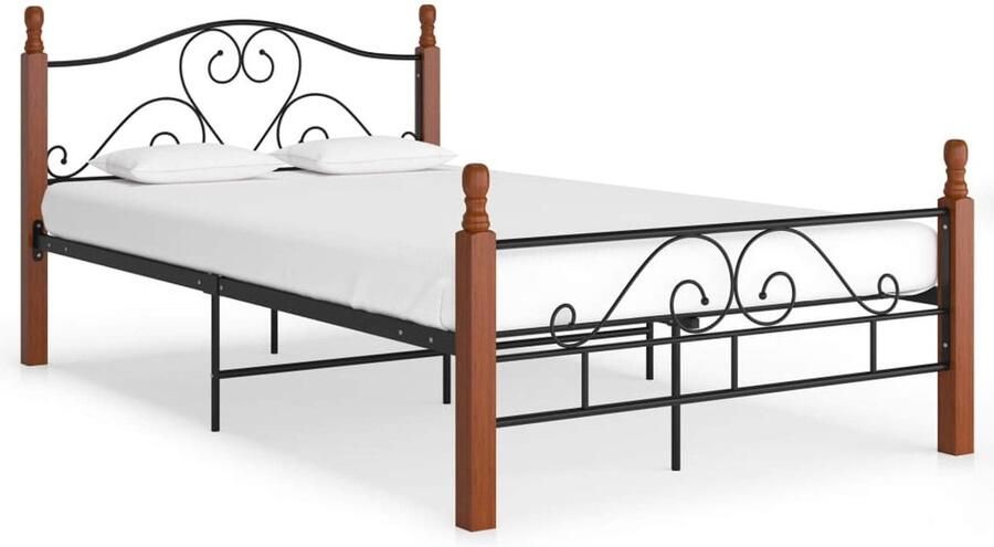 Senza Marchio Mogou Bedframe bed bedframe lattenbodem tienerbed bed frame zwart metaal 120x200 cm