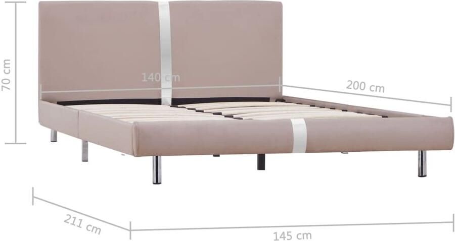 Senza Marchio Mogou Bedframe bed lattenbodem bedframe jeugdbed bedframe cappuccino-bruin kunstleer 140x200 cm