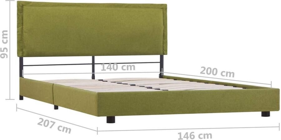 Senza Marchio Mogou Bedframe bed lattenbodem bedframe jeugdbed bedframe futon bed groene stof 140x200 cm