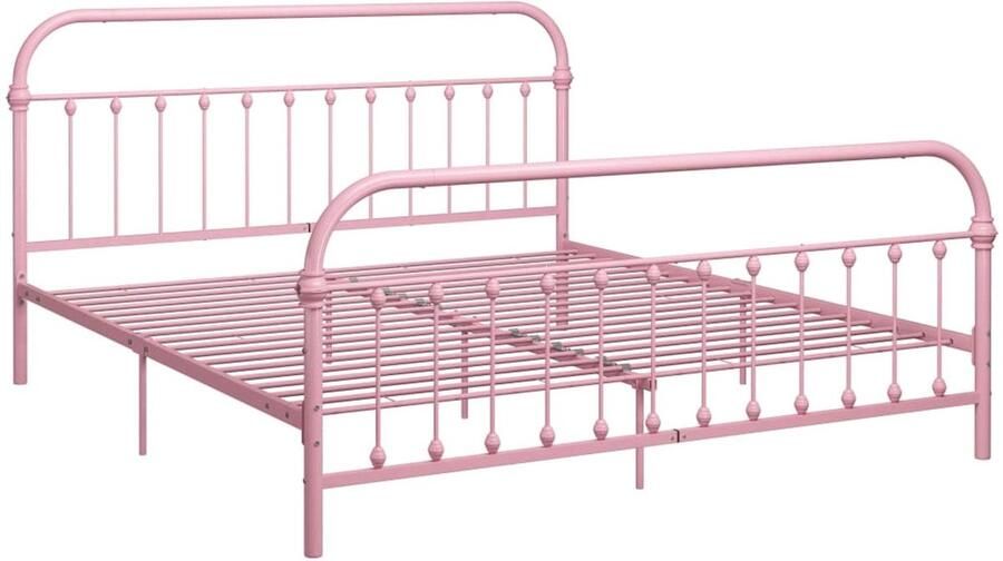 Senza Marchio Mogou Bedframe bed lattenbodem bedframe jeugdbed bedframe roze metaal 180x200 cm