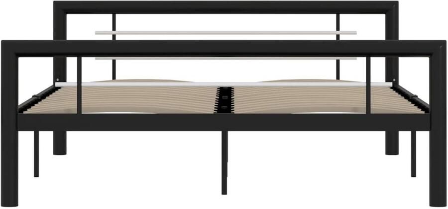 Senza Marchio Mogou Bedframe bed lattenbodem bedframe tienerbed bed frame zwart en wit metaal 120 x 200 cm