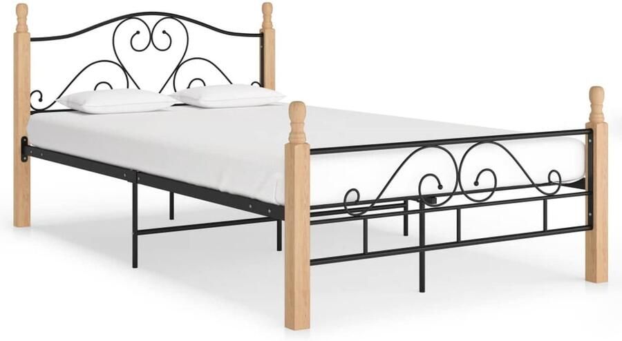Senza Marchio Mogou Bedframe bed lattenbodem jeugdbed bedframe bed frame zwart metaal 120x200 cm