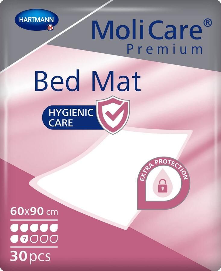 Senza Marchio MoliCare Premium Bed Mat 7 drops: bedinleggers met absorberende kern van celstofpulp 60x90 cm 30 st