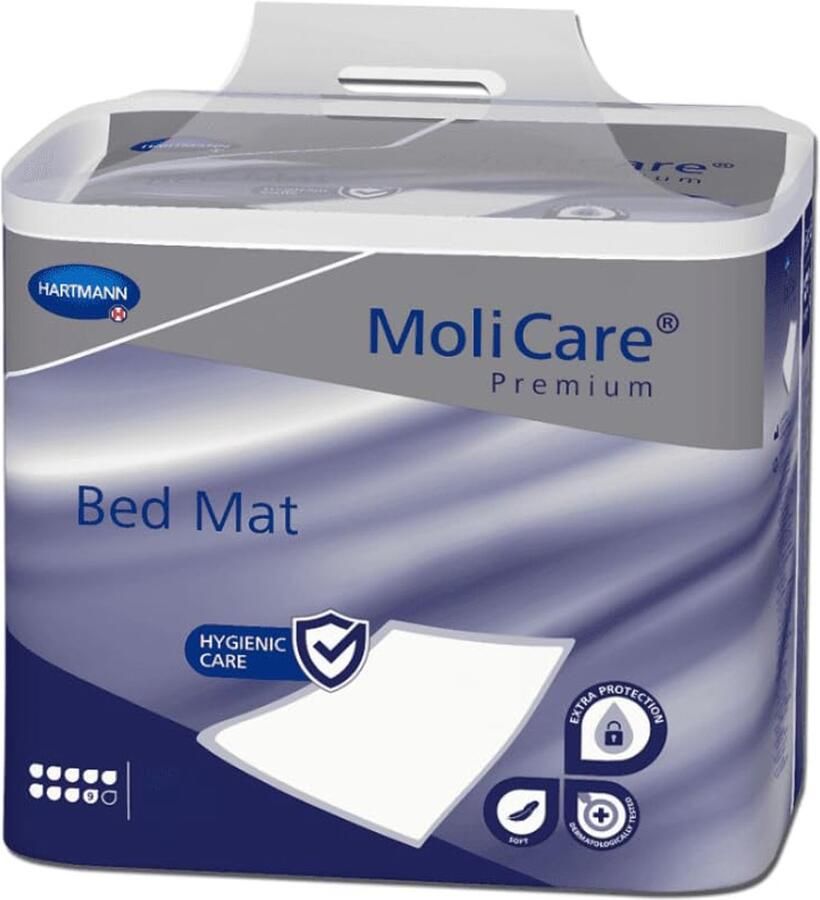 Senza Marchio MoliCare Premium Bed Mat 9 drops: bedinleggers met absorberende kern van celstofpulp 60x90 cm 4x15 stuks