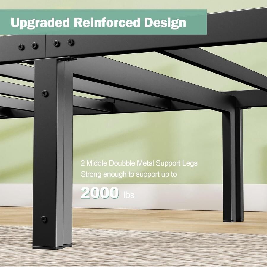 Senza Marchio Mr Ironstone Eenpersoonsbedframe met hoofdeinde en treeplank robuust metalen platform bedframe ondersteunt tot 900 kg bedframes geen boxspring nodig 35 cm hoge opbergruimte voor onderbed