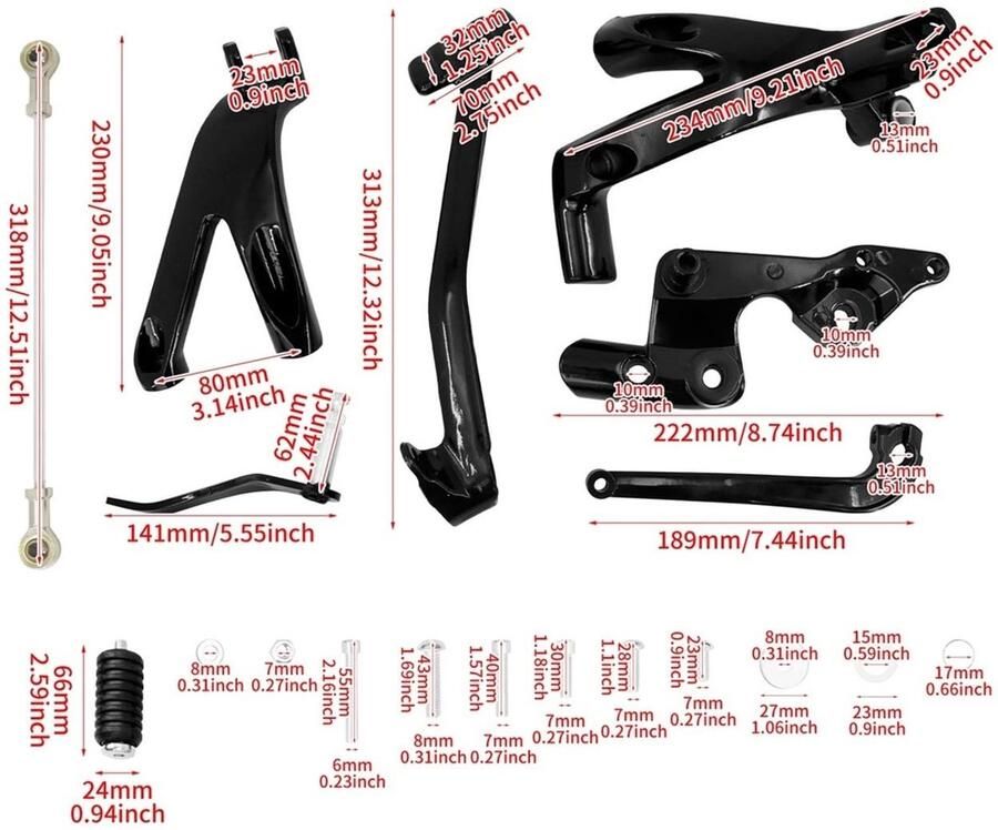 Senza Marchio MSAFGY Motorcycle Black Forward Control Foot Peg Kits Voetsteunen Voetsteun Billet Aluminium Compatibel met 18-22