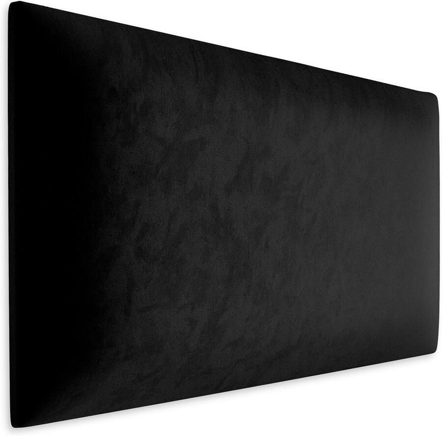 Senza Marchio Muralo Fluwelen wandkussen hoofdbord met stof bekleed paneel modern luxe voor in de slaapkamer of woonkamer 50 x 30 cm zwart