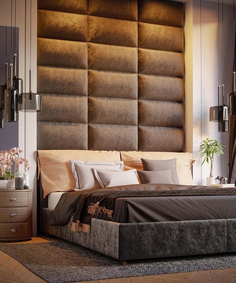 Senza Marchio Muralo Wandkussen bekleed paneel wandbekleding hoofdbord 50 cm x 30 cm grijs