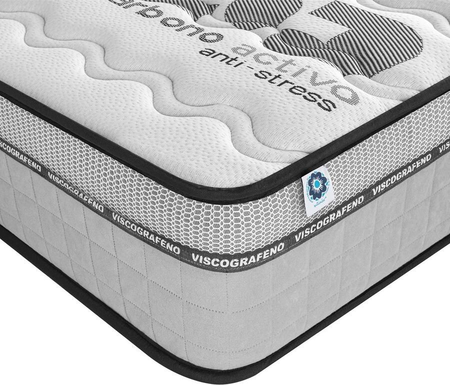 Senza Marchio naturalex CARBONE PLUS Matras 180 x 200 cm Traagschuim 30 cm Diep Zeer Ademend en Fris 3D Weefsel Optimale stevigheid en comfort 7 Comfortzones Made in Europa