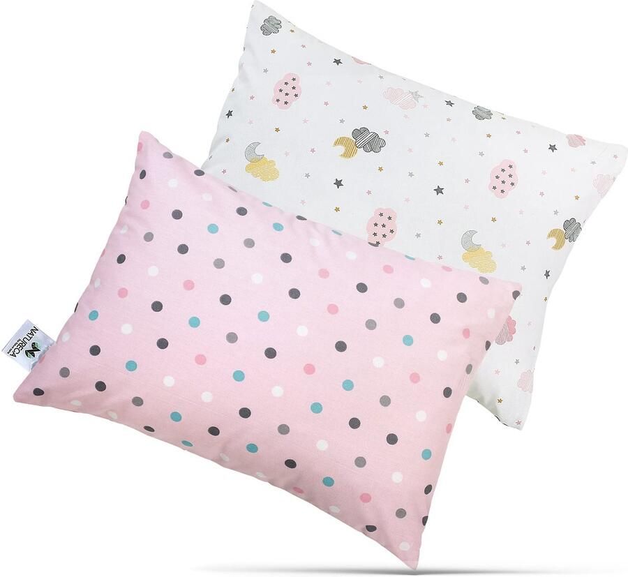 Senza Marchio NATURECA Set van 2 knuffelkussens met kussensloop katoen babyhoofdkussen vanaf 1 jaar peuterkussen voor babybed wasbaar hoofdkussen voor peuters kinderkussen slaapkussen
