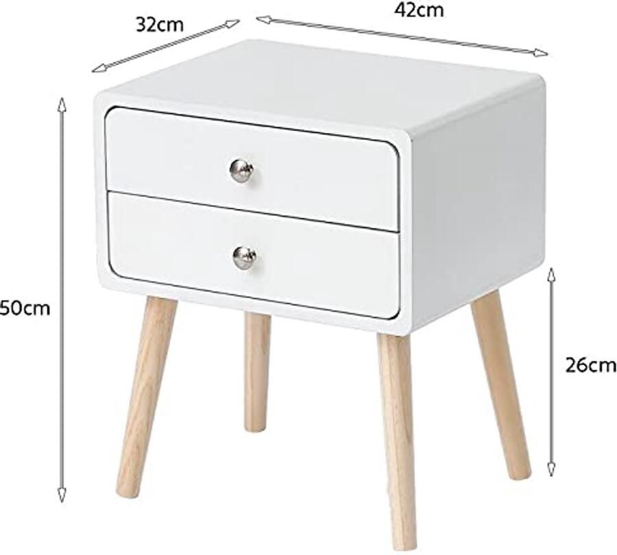 Senza Marchio NBHDEK Side Table Telephone Table Bedside Table Two Drawer Practical Bedroom Furniture Nightstands Bed Table