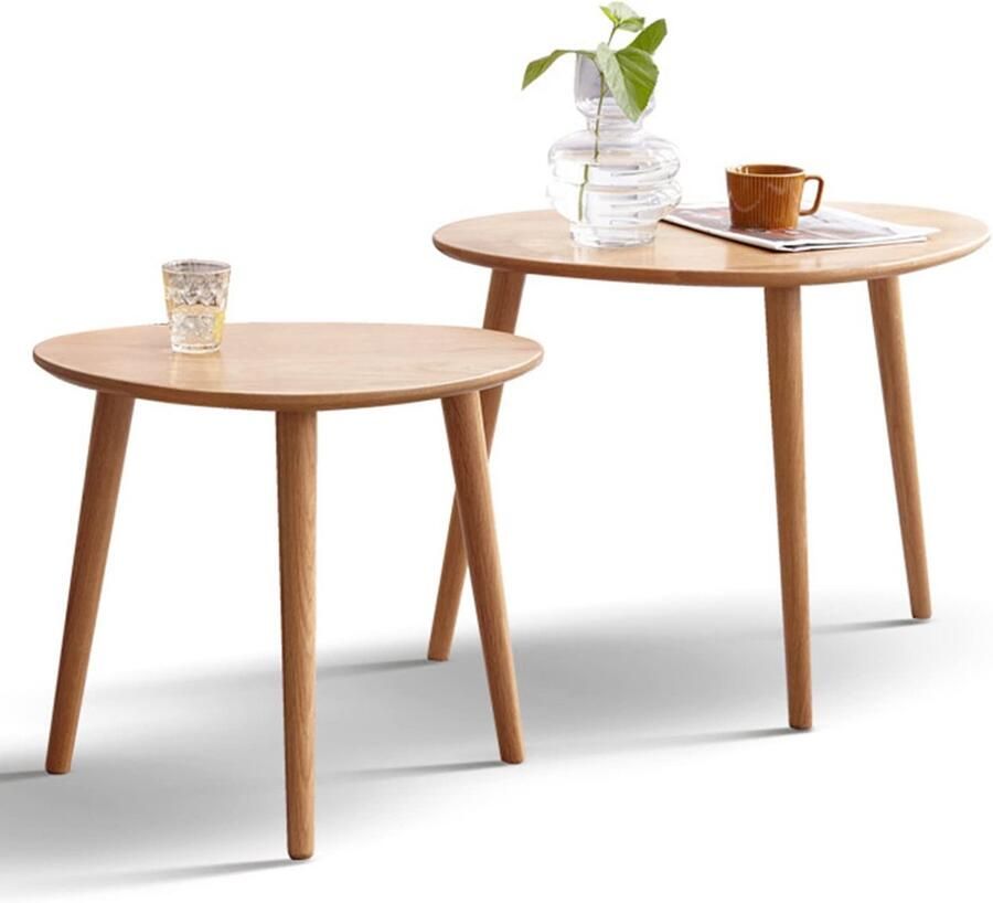 Senza Marchio Nesting Coffee Table Modern Accent Nesting Table Set van 2 Minimalistische Sofa Side End Tables Eenvoudige montage voor kleine ruimtes Woonkamer Slaapkamer Kantoor Balkon