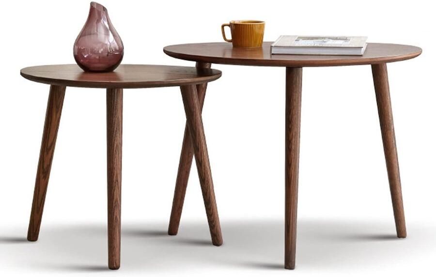 Senza Marchio Nesting Coffee Table Modern Accent Nesting Table Set van 2 Minimalistische Sofa Side End Tables Eenvoudige montage voor kleine ruimtes Woonkamer Slaapkamer Kantoor Balkon