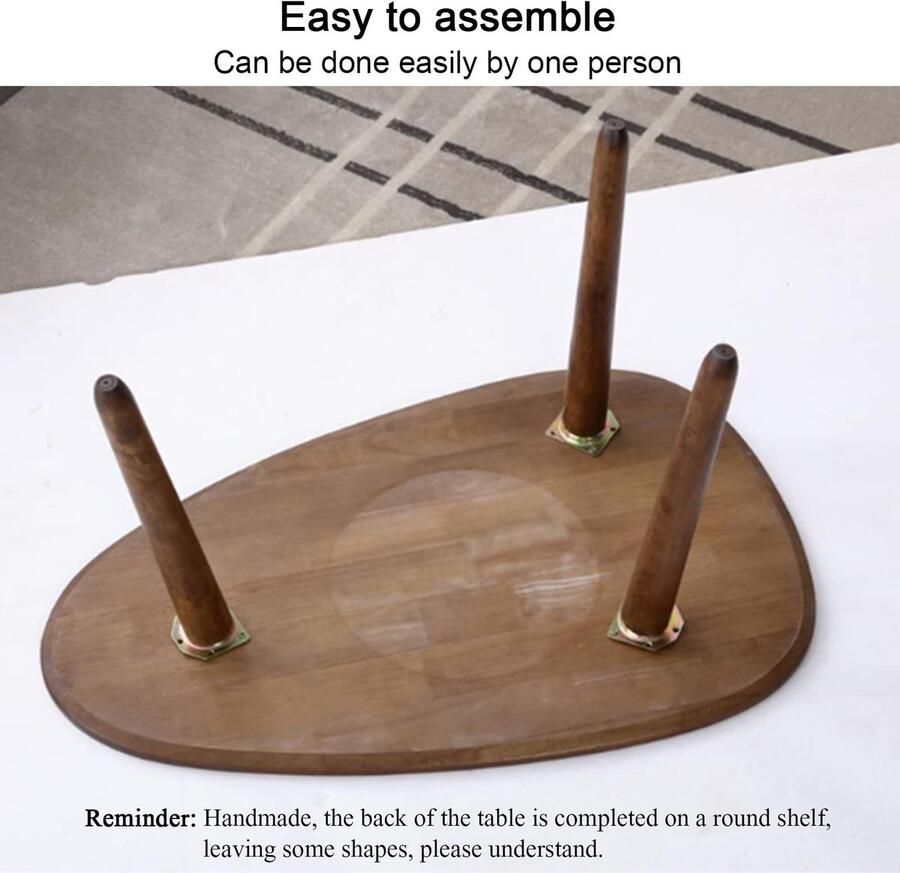 Senza Marchio Nesting Coffee Table Round Creative Mix Set van 2 Woonkamerbank Bijzettafels sief Houten Moderne Nesting Table Eenvoudige montage Voor Kleine Ruimte Balkon Slaapkamer (Color : Natural)