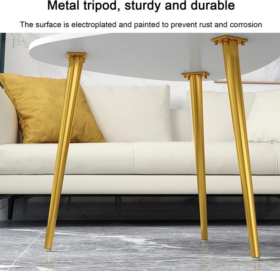 Senza Marchio Nesting Coffee Table Set van 2 Woonkamer Nesting Table Creatieve bijzettafels voor bank balkon slaapkamer Goudkleurige metalen poten met verstelbaar voetkussen (Kleur: grijs+oranje)